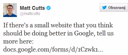 Matt Cutts - Formularz zgłoszenia strony do Google (Retro)
